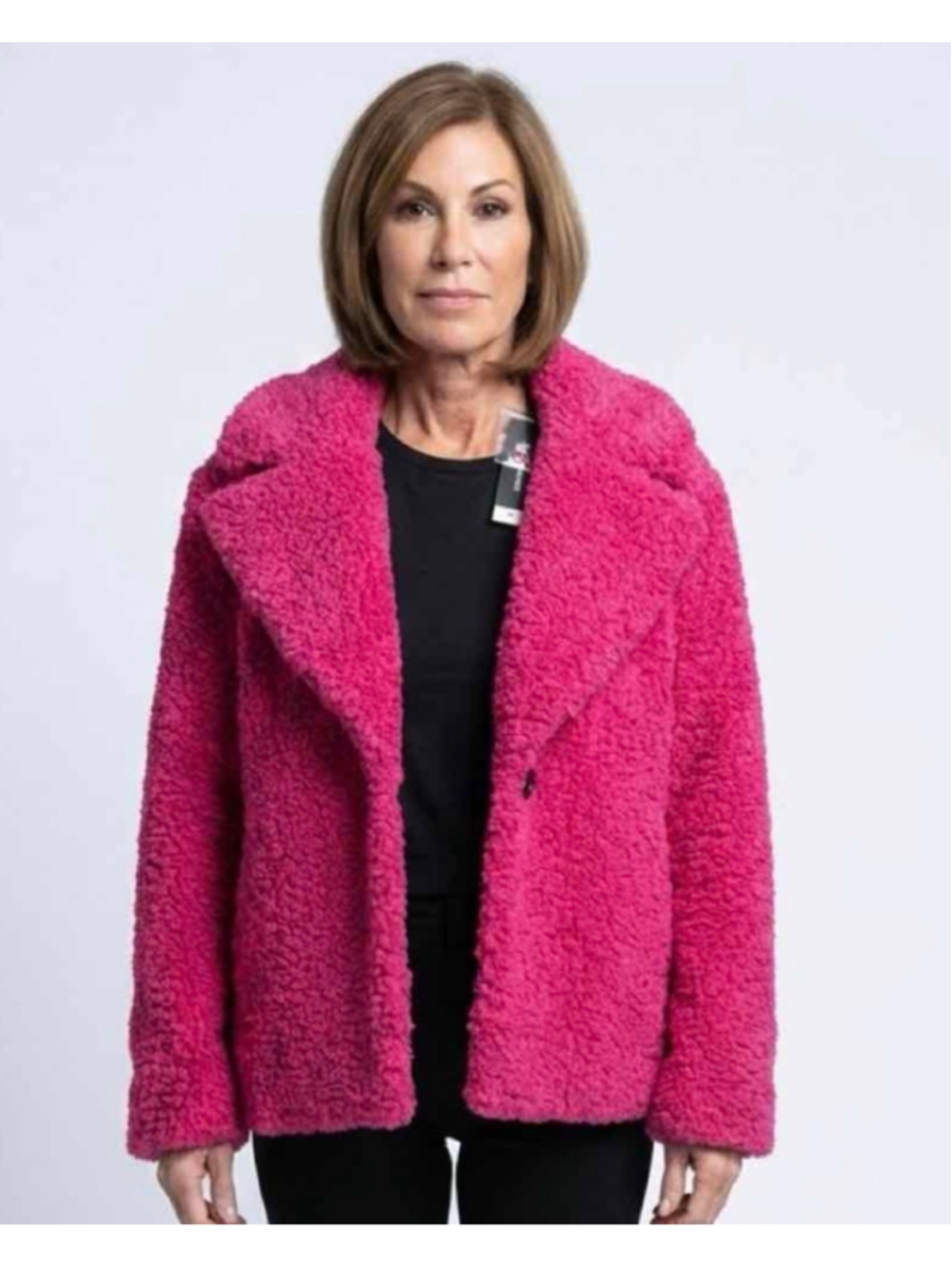 ALICE AND OLIVIA Gertrude Short Teddy Coat Bright Pink Large NWT MSRP $495
